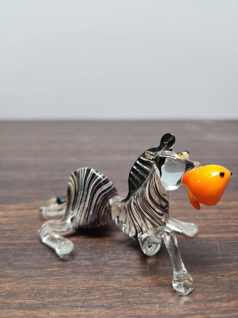 Naturally Colored Glass Figurine - Handcrafted - Zebra Design