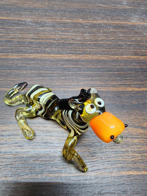 Naturally Colored Glass Figurine - Handcrafted - Zebra Design