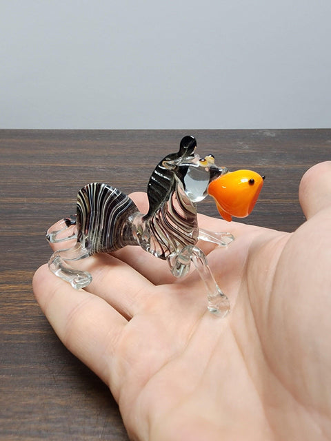 Naturally Colored Glass Figurine - Handcrafted - Zebra Design