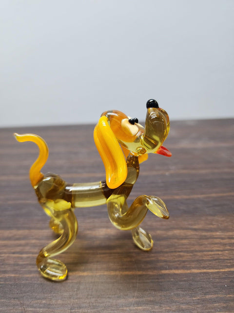 Naturally Colored Glass Figurine - Handcrafted - Spaniel Design