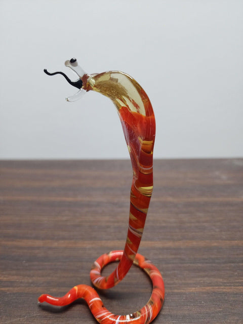 Naturally Colored Glass Figurine - Handcrafted - Colorful Cobra Design