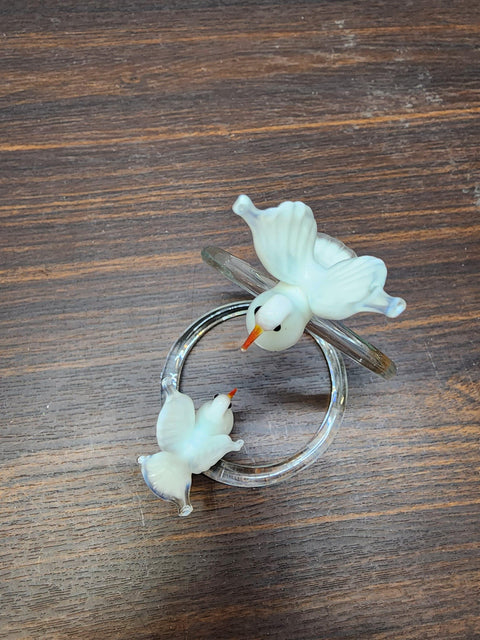 Glass Doves on Rings Figurine, Collectible Glass Dove, Murano Quality Gift At A Fraction Of The Price, Handcrafted In Ukraine