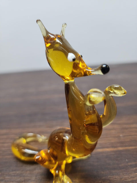 Naturally Colored Glass Figurine - Handcrafted - Standing Fox Design