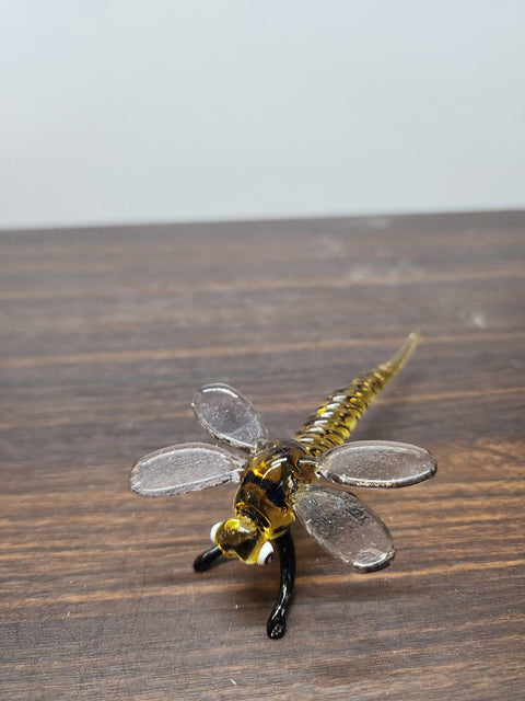 Naturally Colored Glass Figurine - Handcrafted - Dragonfly Design