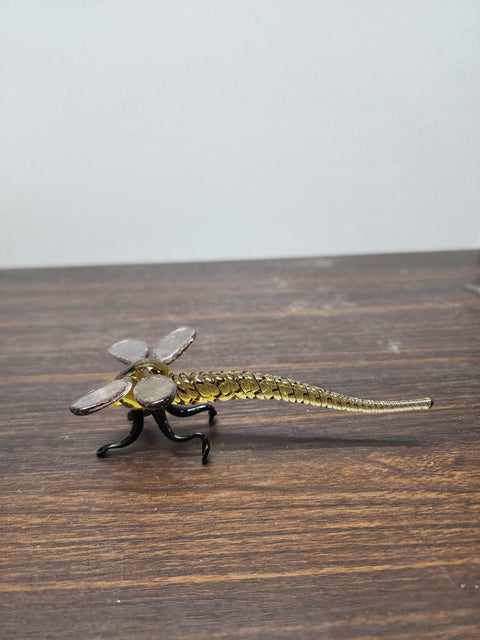 Naturally Colored Glass Figurine - Handcrafted - Dragonfly Design