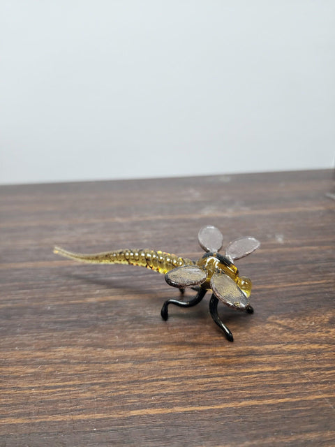 Naturally Colored Glass Figurine - Handcrafted - Dragonfly Design