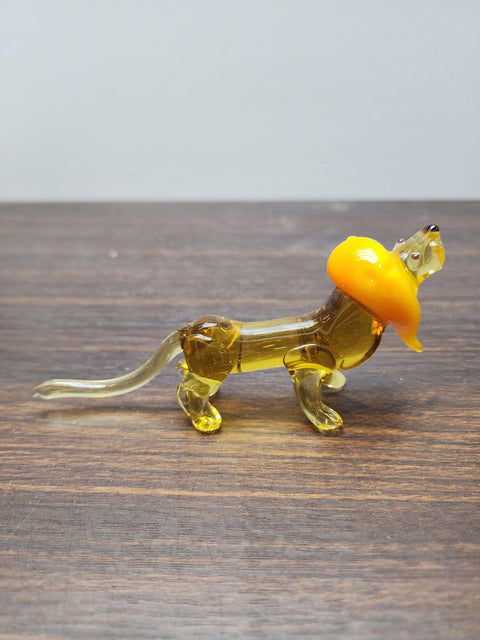 Naturally Colored Glass Figurine - Handcrafted - Lion Design