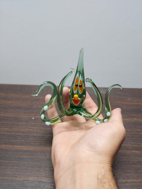 Naturally Colored Glass Figurine - Handcrafted - Octopus Design