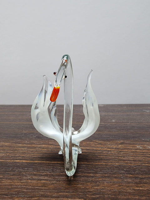 Naturally Colored Glass Figurine - Handcrafted - Swan Design