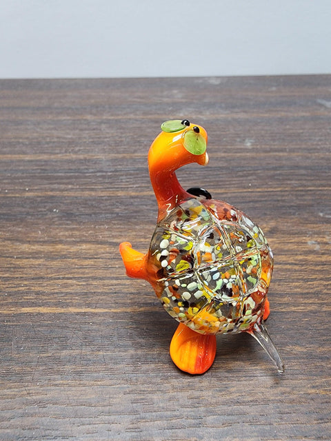 Naturally Colored Glass Figurine - Handcrafted - Turtle W Cane