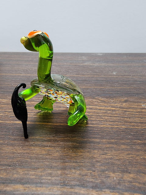 Naturally Colored Glass Figurine - Handcrafted - Turtle W Cane