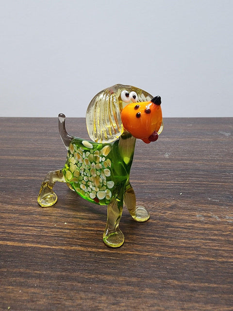 Glass Dog with Marble Pattern Body Figurine, Collectible Glass Dog, Murano Quality Gift At A Fraction Of The Price, Handcrafted In Ukraine