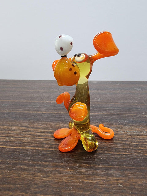 Glass Dachshund with Ball Figurine, Collectible Glass Dachshund, Murano Quality Gift At A Fraction Of The Price, Handcrafted In Ukraine