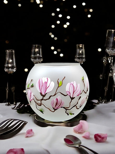 Magnolia Flower Glass Candle Holder - Multiple Sizes