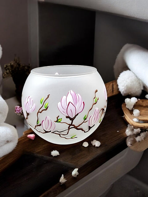 Magnolia Flower Glass Candle Holder - Multiple Sizes