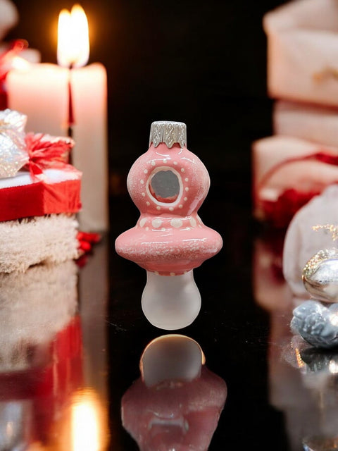 Hand Decorated Glass Keepsake Ornament - Charming Pink Pacifier Design