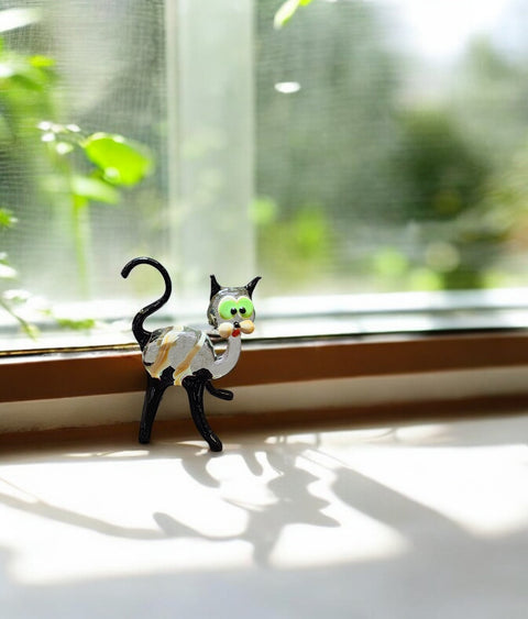 Glass Cat Figurine, Collectible Glass Cat, Murano Quality Gift At A Fraction Of The Price, Handcrafted In Ukraine