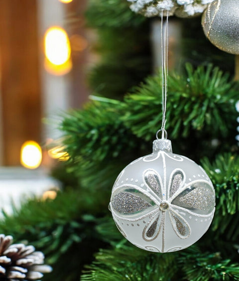 Frosted Blown Glass Ornament - Handcrafted - Modern Design