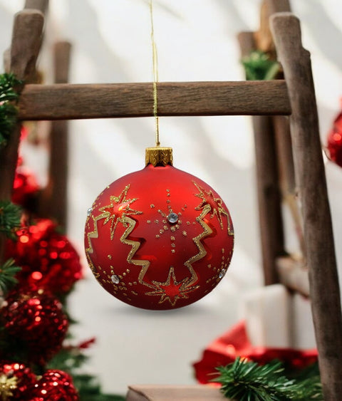 Red Blown Glass Ornament - Handcrafted - Gold Mountains Design