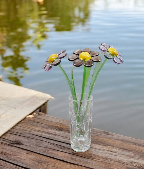 Purple Glass Daisy - Handcrafted Long Stem Flower