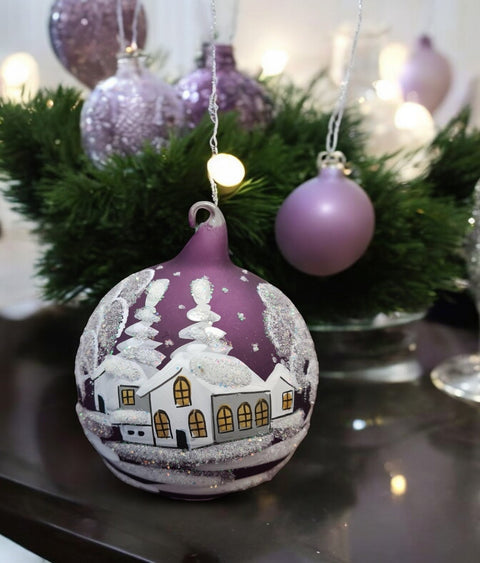 Purple Blown Glass Ornament - Handcrafted - White Cabins Design