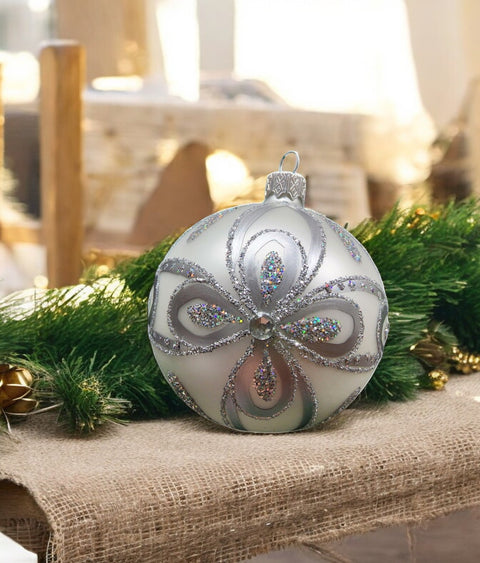 Silver Blown Glass Ornament - Handcrafted - Modern Design