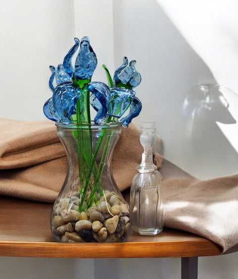 Blue Glass Iris - Handcrafted Short Stem Flower