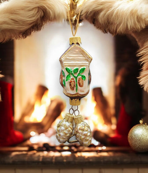 Hand Decorated Glass Keepsake Ornament - Charming Cuckoo Clock Design