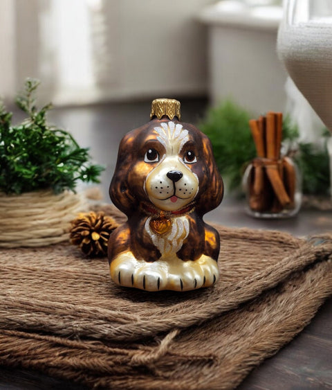 Hand Decorated Glass Keepsake Ornament - Charming Dog N Collar Design