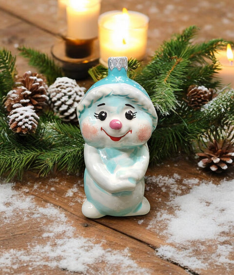 Hand Decorated Glass Keepsake Ornament - Charming Snowboy Design