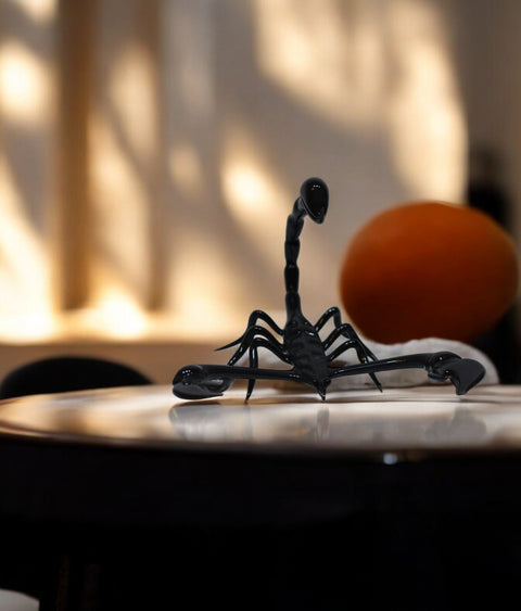Black Glass Scorpion Figurine, Handmade Murano Quality Design - Large