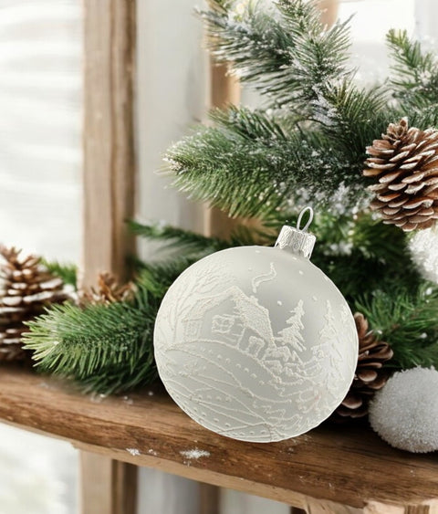 Frosted Blown Glass Ornament - Handcrafted - White Cabins Design