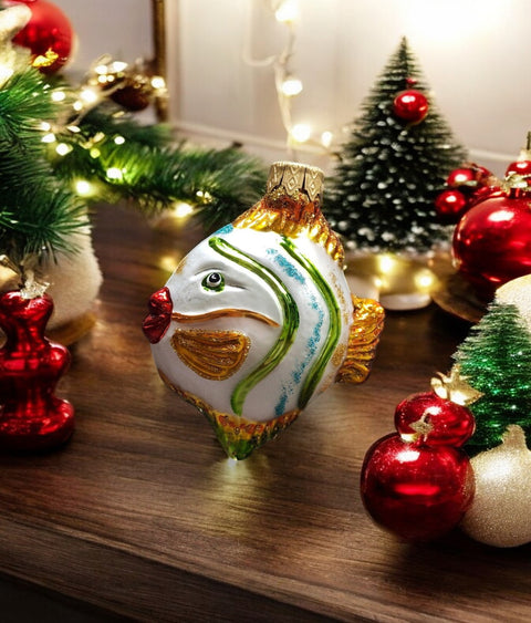 Hand Decorated Glass Keepsake Ornament - Charming Fish Design