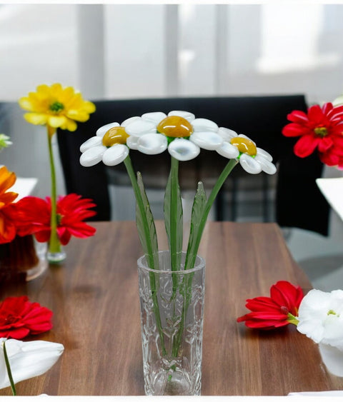 White Glass Daisy - Handcrafted Long Stem Flower