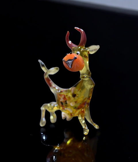 Glass Cow Figurine, Hand Made in Ukraine Using Traditional Lampworking Technique, Murano Quality, Gift at a Fraction of a Cost
