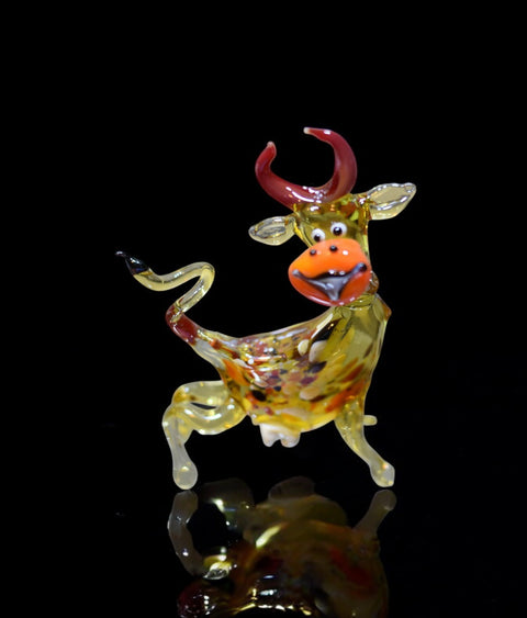 Glass Cow Figurine, Hand Made in Ukraine Using Traditional Lampworking Technique, Murano Quality, Gift at a Fraction of a Cost