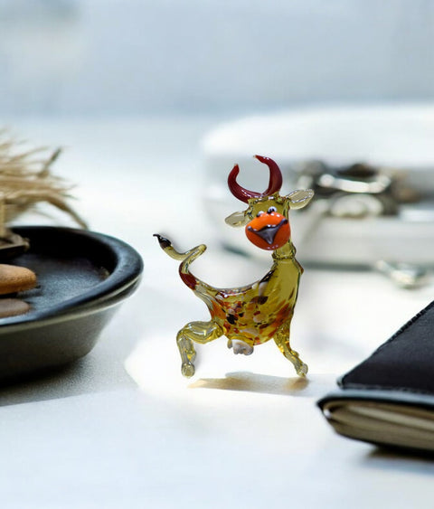 Glass Cow Figurine, Hand Made in Ukraine Using Traditional Lampworking Technique, Murano Quality, Gift at a Fraction of a Cost