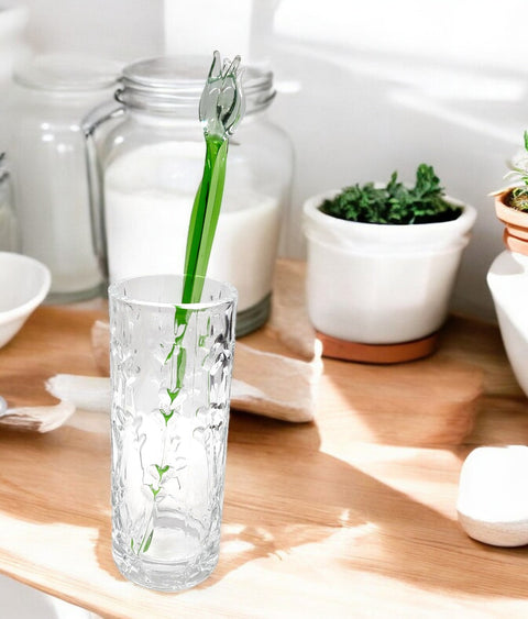 Clear Glass Tulip, Handcrafted Glass Flower, Hand Made In Ukraine Using Murano Quality Glass, Great Gift For Flower Lovers, 12 Inch Tulip