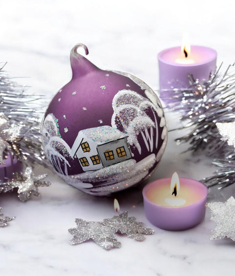 Purple Blown Glass Ornament - Handcrafted - White Cabins Design