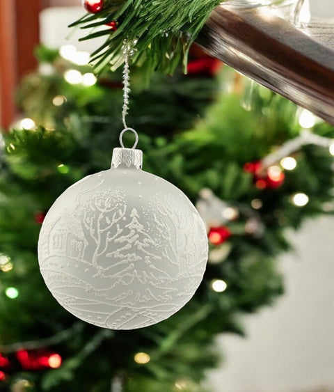 Frosted Blown Glass Ornament - Handcrafted - White Cabins Design