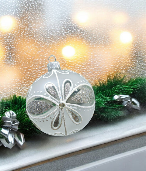 Frosted Blown Glass Ornament - Handcrafted - Modern Design