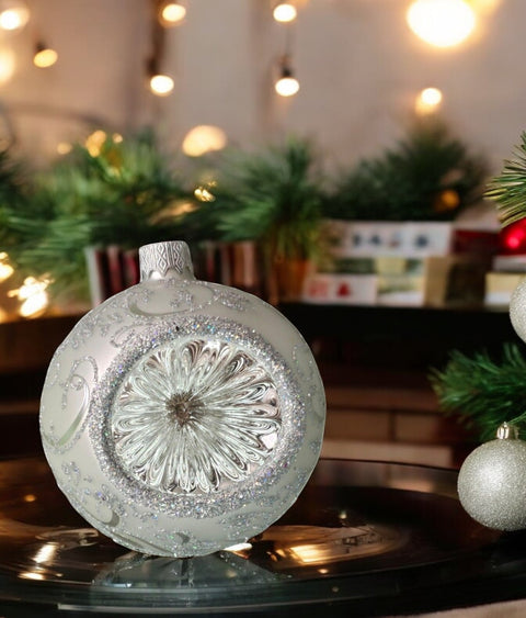 Silver Blown Glass Ornament - Silver Refractor Design