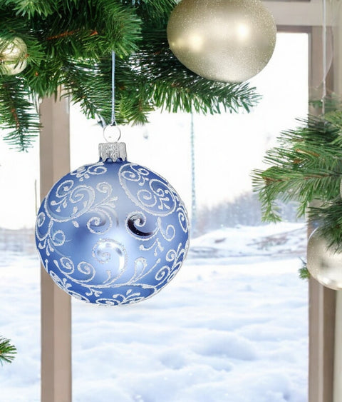 Light Blue Blown Glass Ornament - Handcrafted - Hand Made - Modern Design