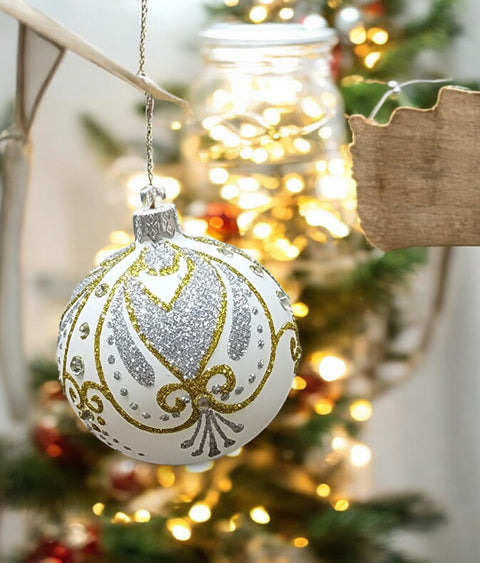 Silver and Gold Forever Heart Blown Glass Ornament, Modern Design and Crafted in Ukraine, Individually Box, Keep Sake Ornament