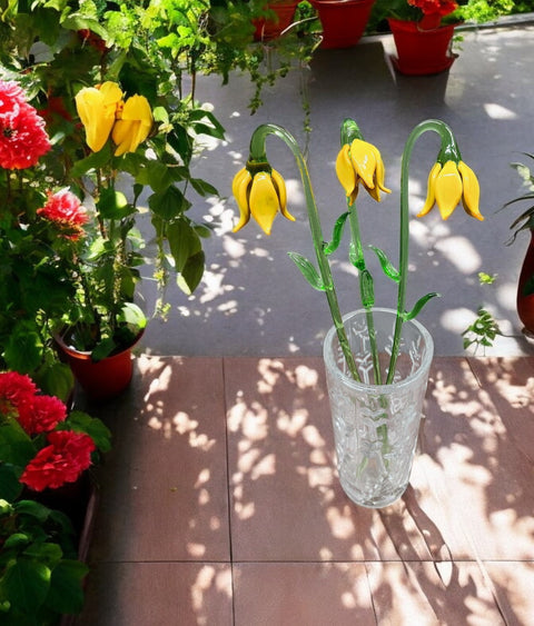 Yellow Glass Lily - Handcrafted Long Stem Flower