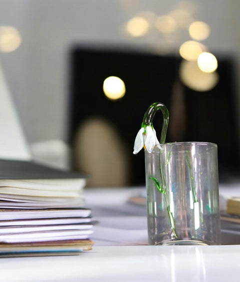 White Glass Lily - Handcrafted Short Stem Flower