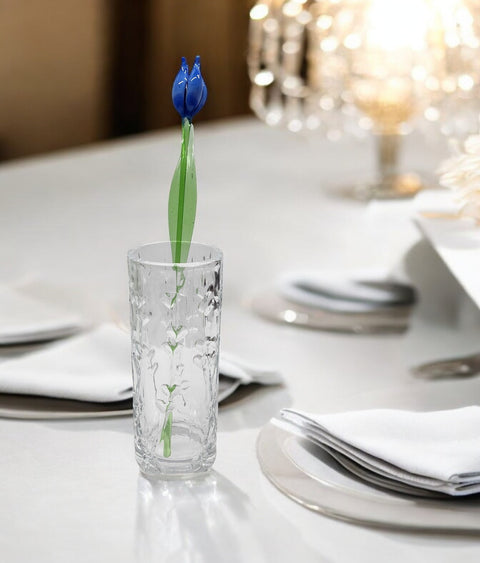 Light Blue Glass Tulip - Handcrafted Long Stem Flower