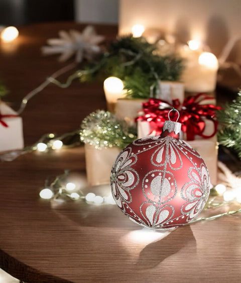 Pink Blown Glass Ornament - Handcrafted - Flower Design