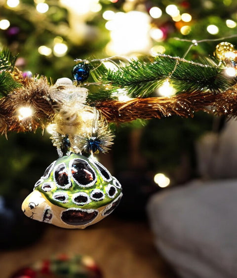 Hand Decorated Glass Keepsake Ornament - Charming Turtle/Tortoise Design