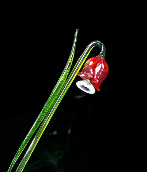 Red Glass Bellflower - Handcrafted Long Stem Flower